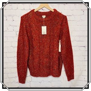 NWT A New Day Chunky Knit Marled Red Sweater Size Small